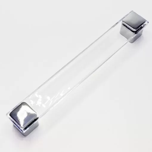 Geo Handle - Mobile Design Handle - Transparent with polished chrome inserts