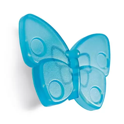 Pomo infantil mariposa - Pomo para muebles infantiles - Azul claro repujado fino