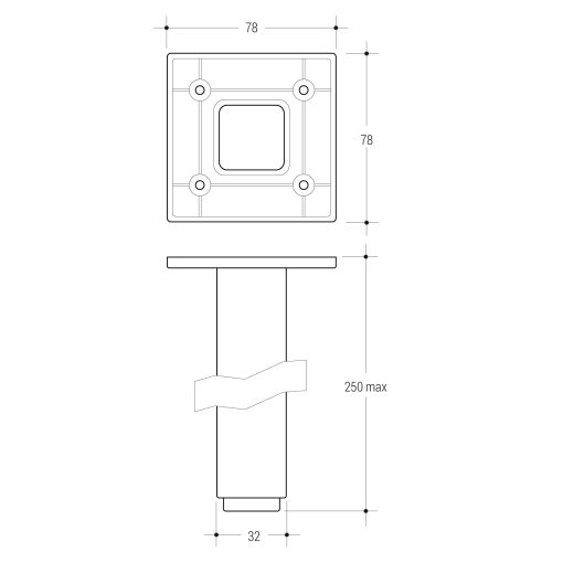 Piedino mobile 719 H.240 - Piede Per Mobili Design - Effetto alluminio – Image 2